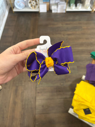 Crochet Edge Bows (Purple & Yellow Gold) - Chickie Collective