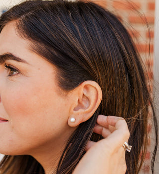 Sterling Silver Screw-Back White Pearl Earrings for Children - Chickie Collective