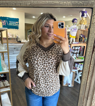 Animal Print V-Neck Ribbed Top Shirt - Chickie Collective