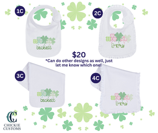 St. Patrick’s Day Monogram Preorder ☘️ Bibs + Burp Cloths