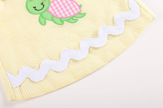 Yellow Seersucker Turtle 2pc Baby Bloomer Set     - Chickie Collective