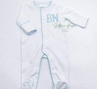 Footies - Picot Trim: White w/Pink / NB Baby Clothing - Chickie Collective