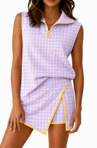 Women’s Athletic Game Day Set - Purple & Gold Gingham