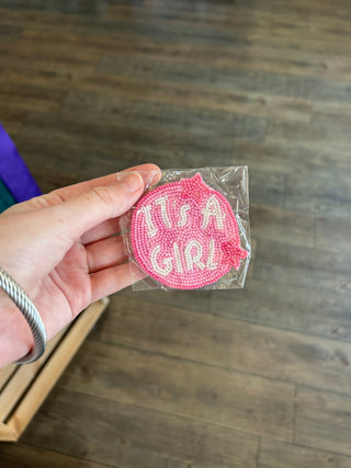 It’s A Girl Pink Beaded Pin Pin - Chickie Collective