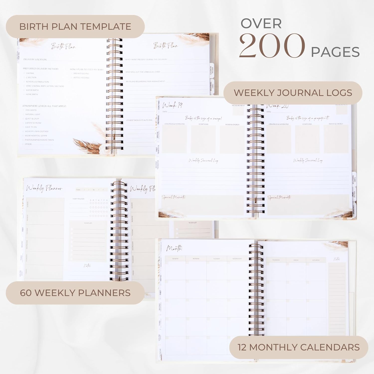 Pregnancy Journal - Baby Journal with over 200 pages Book    - Chickie Collective