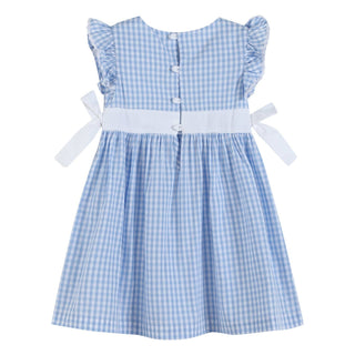 Light Blue Gingham Ruffle Bow Dress     - Chickie Collective