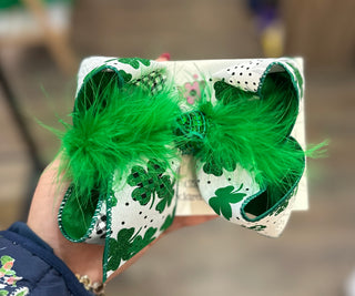 Large St. Patrick’s Shamrock Print Bow Bow - Chickie Collective