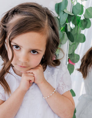 Sterling Silver Girls First Communion Rosary Bracelet Gift - Chickie Collective
