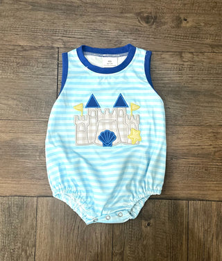 Sleeveless Stripe Castle Baby Boys Summer Bubble - Chickie Collective