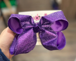 Large Purple Sparkle Glitter Bow Bow - Chickie Collective