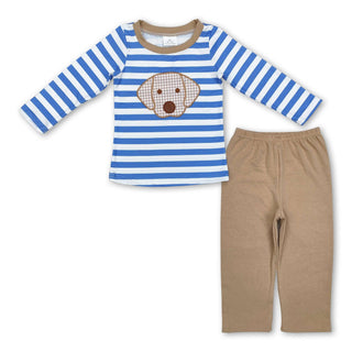Boys' Long Sleeve Striped Dog Outfit with Pants - Chickie Collective