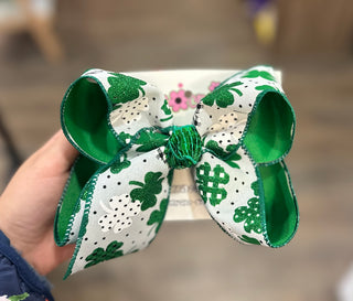 Large St. Patrick’s Shamrock Print Bow Bow - Chickie Collective