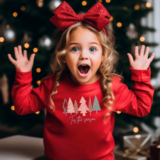 Kids Christmas Tree Red Long Sleeve Tee - Toddler Crew Neck T-Shirt Kids clothes    - Chickie Collective