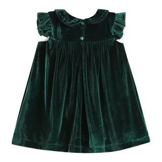 Emerald Flutter Sleeve Velour Dress Girls Dress - Chickie Collective
