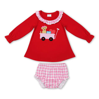 Red Dog Heart Girls Diaper Set Girls Outfit - Chickie Collective