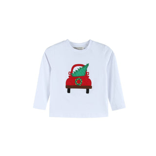 White Christmas Tree Truck Shirt and Red Pants Set Kids clothes    - Chickie Collective