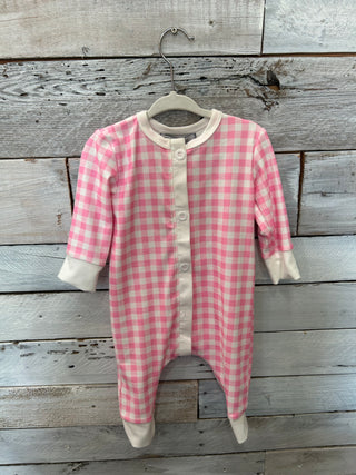 Pink Gingham Buttflap Pajamas Kid's Pajamas - Chickie Collective