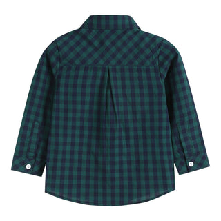 Blue and Green Tartan Boy's Dress Shirt Kids clothes    - Chickie Collective