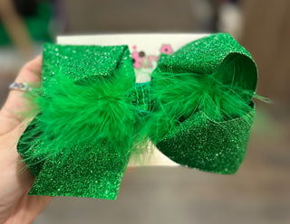 Large Green Sparkle Glitter Bow Bow - Chickie Collective