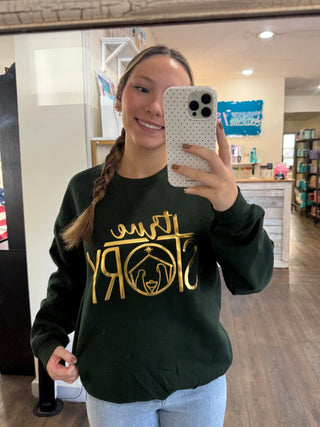 True Story Forest Green Christmas Crewneck Women's Top - Chickie Collective