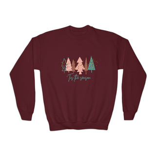 Gildan Youth Sweatshirt, Christmas Sweatshirt, Christmas Sweater, Christmas Crewneck, Christmas Tree Sweatshirt, Holiday Sweaters for Kids Kids clothes Maroon XS  - Chickie Collective