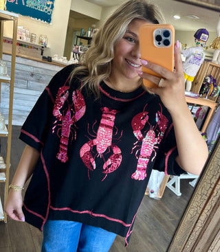 Sequin Crawfish Shortsleeve Top Women's Top - Chickie Collective