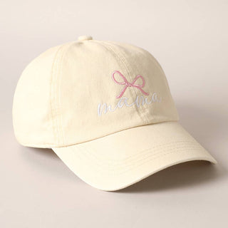 Mama Letter Bow on Top Embroidered Baseball Cap     - Chickie Collective