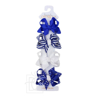 Collegiate Gift Set -3" Small Hair Bows on Snap Clip: Purple/ Yellow Gold - Chickie Collective