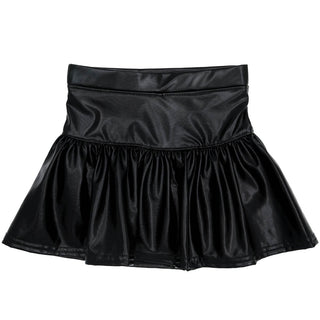 Black Slick Metallic Gathered Skort Kids clothes    - Chickie Collective