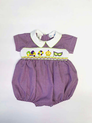 Mardi Gras Smocked Noah Bubble Boy One-Piece    - Chickie Collective