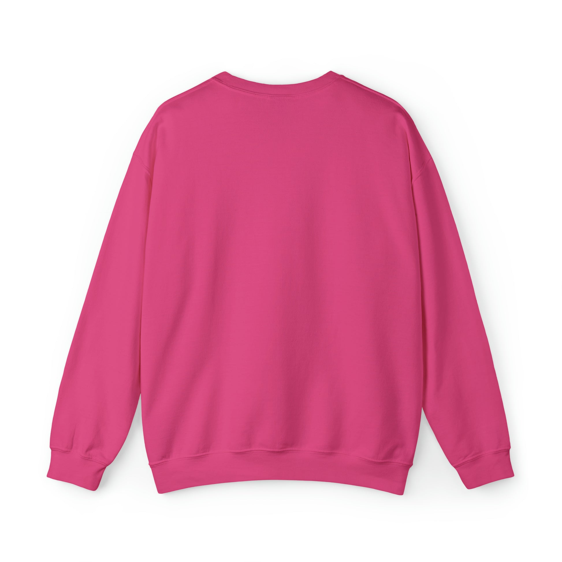 A cozy and ethical Printify Christmas Tree Sweatshirt, featuring the back of a pink sweatshirt on a white background.
