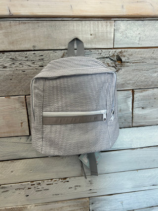 Seersucker Backpack | Grey backpack - Chickie Collective