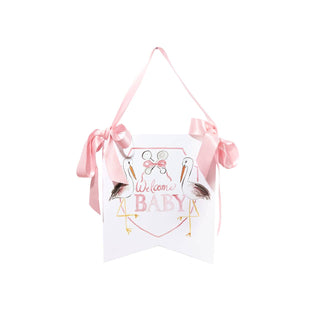 "Welcome Baby" Stork Hanger Pink - Chickie Collective