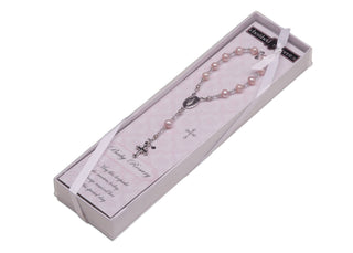 Sterling Silver Pink Baby Rosary Girl Baptism Gift - Chickie Collective