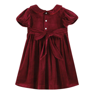 Red Velour Christmas Tree Smocked Dress: Kids clothes    - Chickie Collective