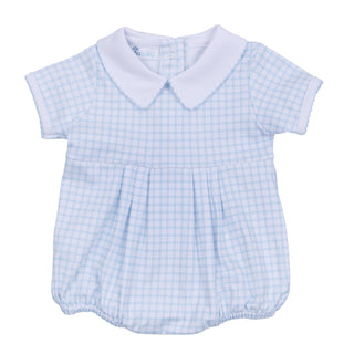 Peek A Boo Wishes Collared Bubble Light Blue Baby Clothing - Chickie Collective