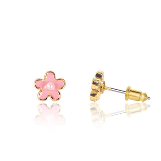 Pink Fancy Flower Cutie Stud Earrings     - Chickie Collective