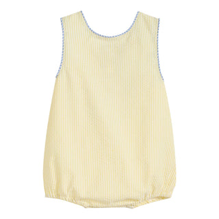 Yellow Seersucker Turtle Baby Romper     - Chickie Collective