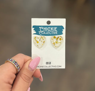 Acrylic Glitter Heart Earrings Earrings - Chickie Collective
