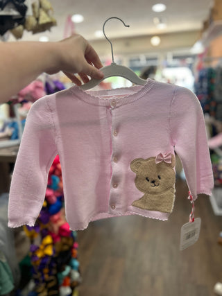 Bear Peek-A-Boo Cardigan Sweater in Pink - Chickie Collective