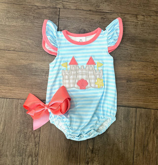 Stripe Castle Girls Summer Ruffle Bubble - Chickie Collective