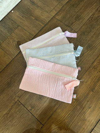 Seersucker Cosmo Bag | Grey backpack - Chickie Collective