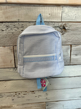 Seersucker Backpack | Blue backpack - Chickie Collective