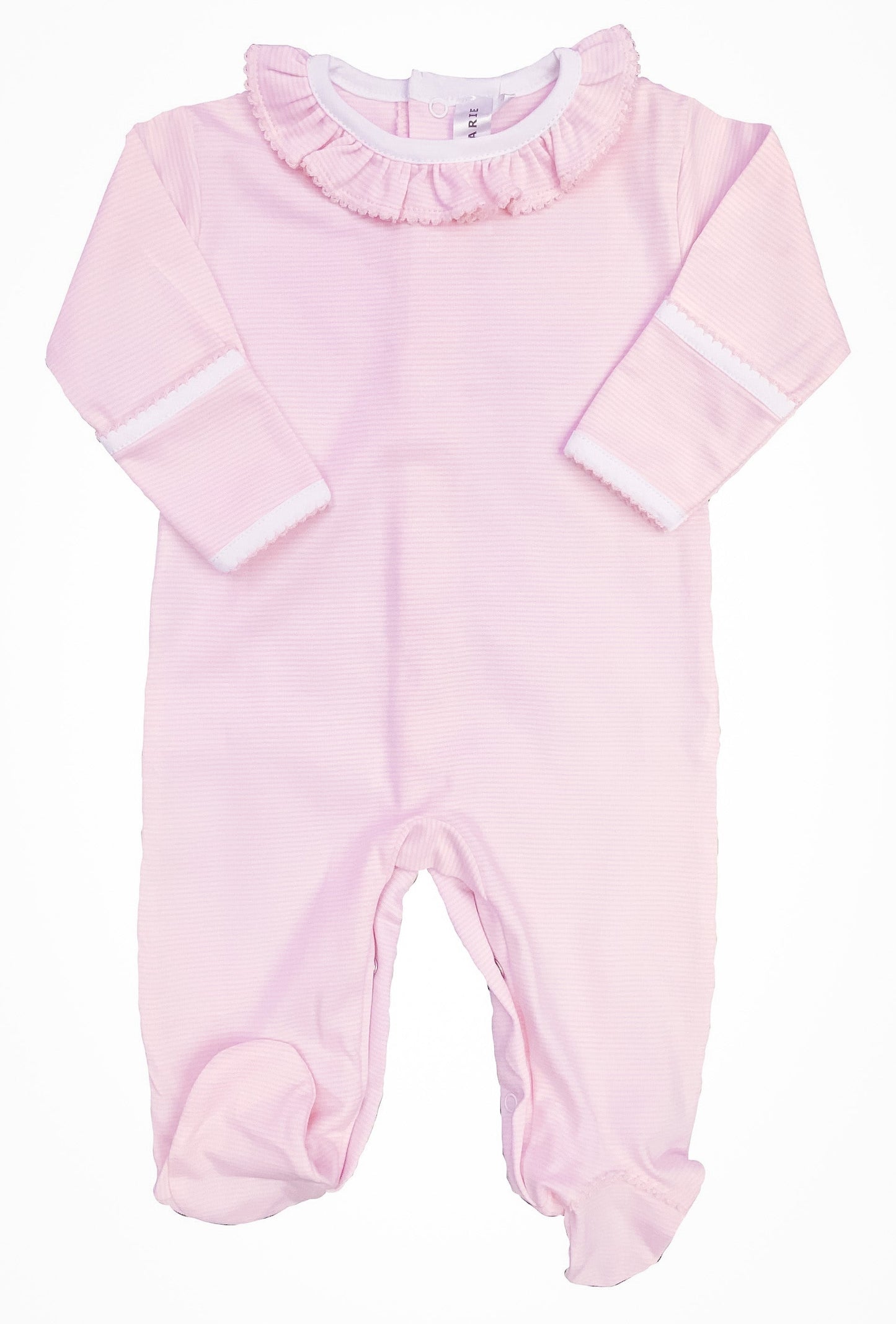 Baby Kate Pima Cotton Footie | Pink Mini Stripe