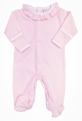 Baby Kate Pima Cotton Footie | Pink Mini Stripe Footie    - Chickie Collective