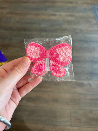 Pink Bow Shape Beaded Pin Pin - Chickie Collective