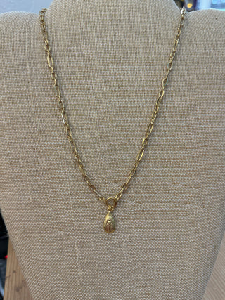 Teardrop Mary Medal on Waterproof Chain Front Toggle Necklace    - Chickie Collective