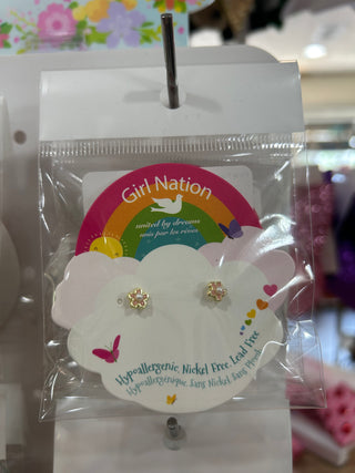 Pink Fancy Flower Cutie Stud Earrings - Chickie Collective