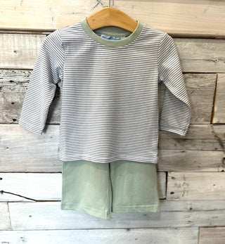 Miller Pants Set | Dusty Blue Stripe/Sage Toddler Pants Set    - Chickie Collective