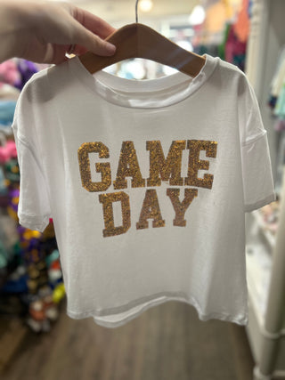Sparkling White Sequin Game Day Box T-Shirt Kid's T-shirts - Chickie Collective